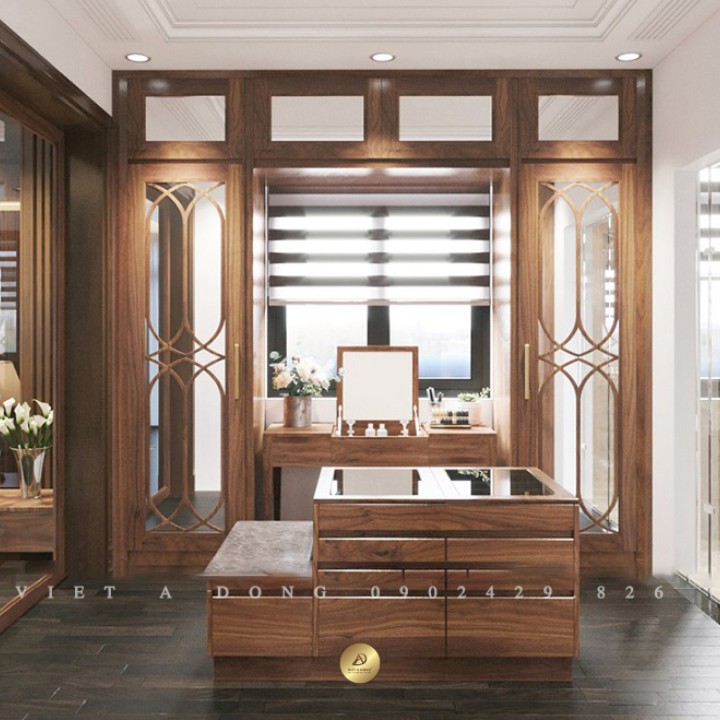 Bàn trang điểm gỗ óc chó BTD-07